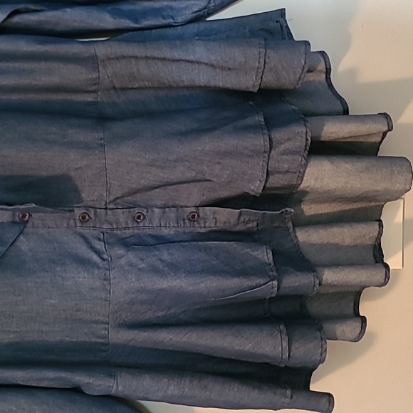Ashley Stewart Blue Chambray V-neck Bow Tie Button-up Peplum Blouse Top Wmns 18 - Picture 5 of 13